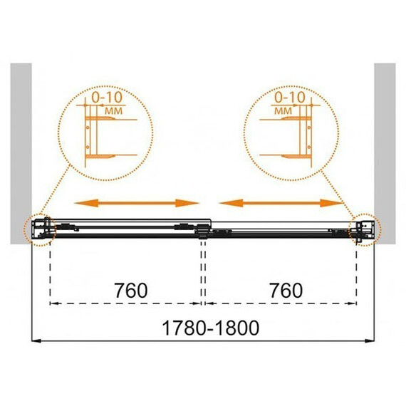 ШТОРКА ДЛЯ ВАННЫ CEZARES TANDEM-SOFT-VF-2-180/145-C-CR-IV ПРОЗРАЧНОЕ СТЕКЛО