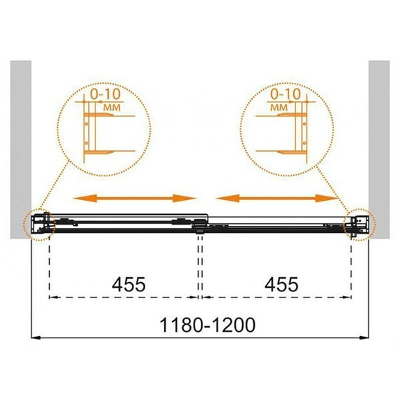 ДУШЕВАЯ ДВЕРЬ CEZARES TANDEM-SOFT-BF-2-120-C-CR-IV ПРОЗРАЧНОЕ СТЕКЛО