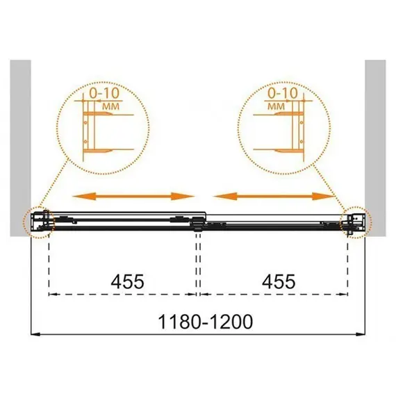 ДУШЕВАЯ ДВЕРЬ CEZARES TANDEM-SOFT-BF-2-120-C-CR-IV ПРОЗРАЧНОЕ СТЕКЛО