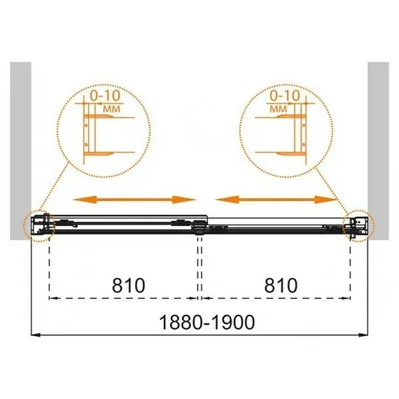 ШТОРКА ДЛЯ ВАННЫ CEZARES TANDEM-SOFT-VF-2-190/145-C-CR-IV ПРОЗРАЧНОЕ СТЕКЛО