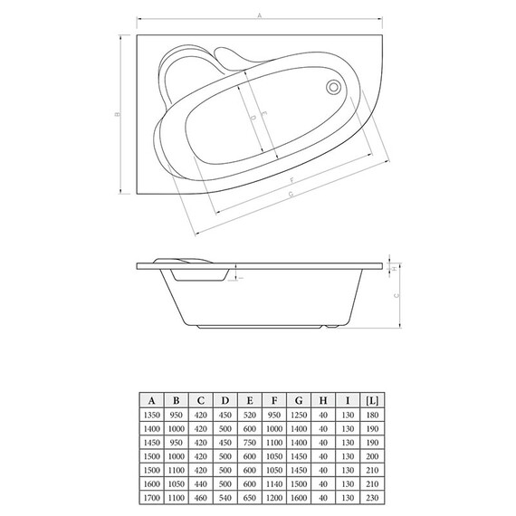 ВАННА АКРИЛОВАЯ C-BATH ATLANT 150X100 L