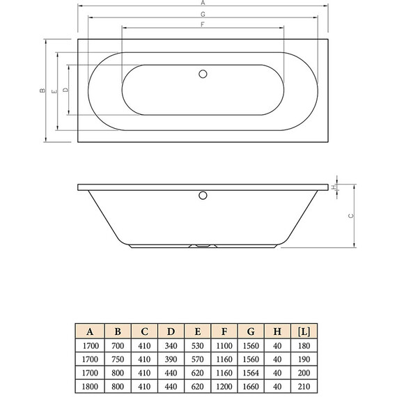 ВАННА АКРИЛОВАЯ C-BATH CORA 170Х70