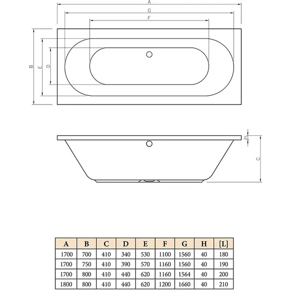 ВАННА АКРИЛОВАЯ C-BATH CORA 180Х80