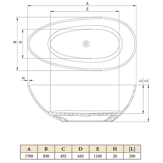 ВАННА ИЗ ЛИТЬЕВОГО МРАМОРА C-BATH DEMETRA 170X85