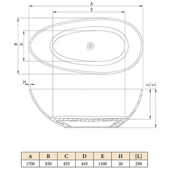 ВАННА ИЗ ЛИТЬЕВОГО МРАМОРА C-BATH DEMETRA 170X85