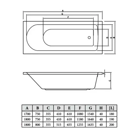 ВАННА АКРИЛОВАЯ C-BATH GEBA 180X75