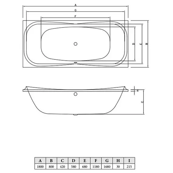 ВАННА АКРИЛОВАЯ C-BATH KRONOS 180X80