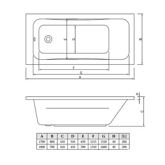 ВАННА АКРИЛОВАЯ C-BATH MUSE 180X70