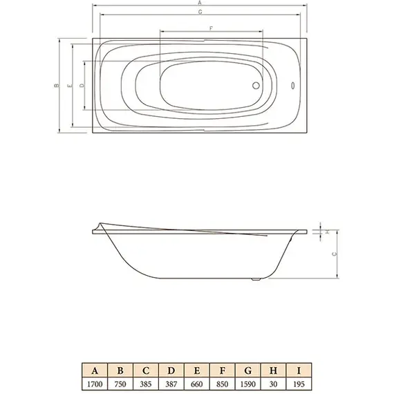ВАННА АКРИЛОВАЯ C-BATH SATURN 170X75