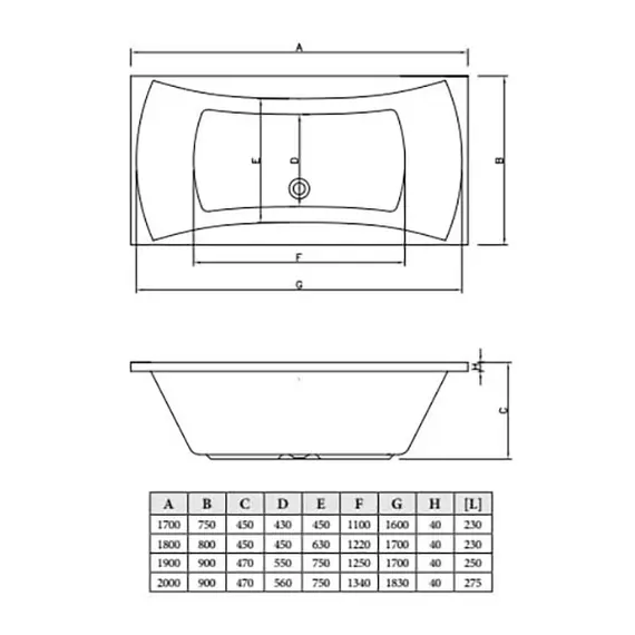ВАННА АКРИЛОВАЯ C-BATH TALIA 190X90