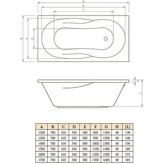 ВАННА АКРИЛОВАЯ C-BATH VESTA 150X70