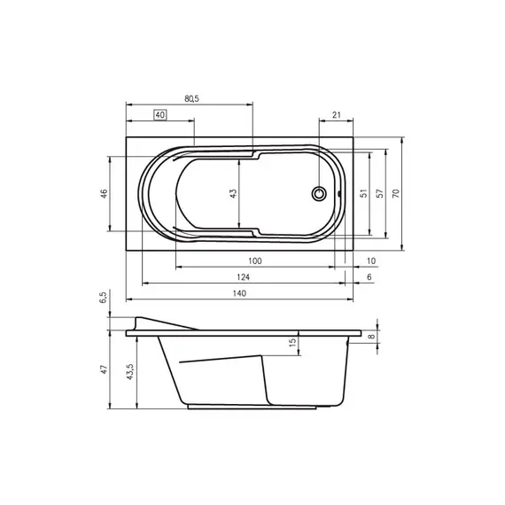 ВАННА АКРИЛОВАЯ RIHO COLUMBIA 140X70