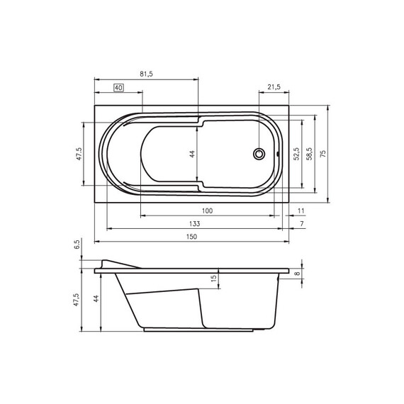 ВАННА АКРИЛОВАЯ RIHO COLUMBIA 150X75