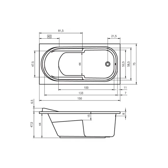 ВАННА АКРИЛОВАЯ RIHO COLUMBIA 150X75