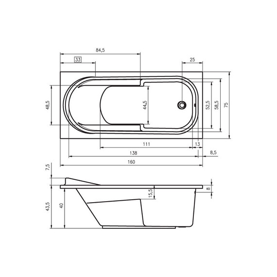 ВАННА АКРИЛОВАЯ RIHO COLUMBIA 160X75