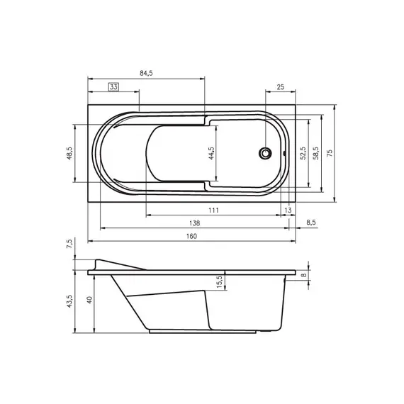 ВАННА АКРИЛОВАЯ RIHO COLUMBIA 160X75