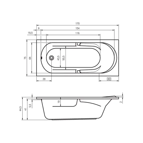 ВАННА АКРИЛОВАЯ RIHO FUTURE 170X75
