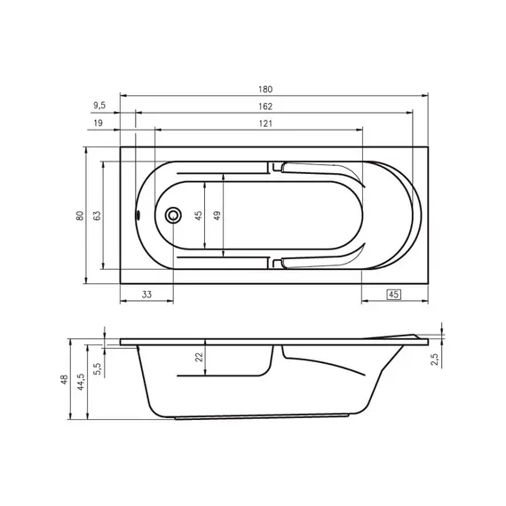 ВАННА АКРИЛОВАЯ RIHO FUTURE 180X80