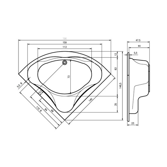 ВАННА АКРИЛОВАЯ RIHO NEO 140X140