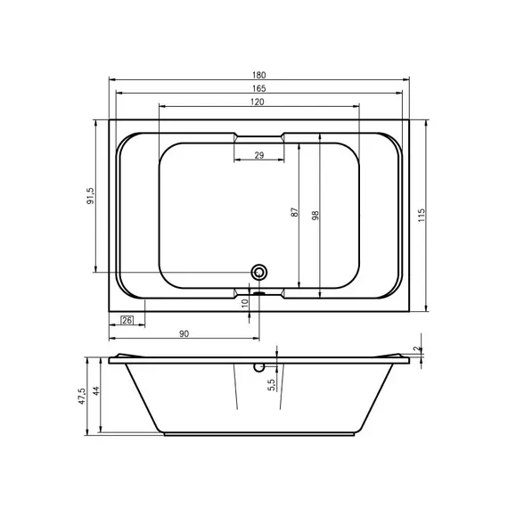 ВАННА АКРИЛОВАЯ RIHO SOBEK 180X115