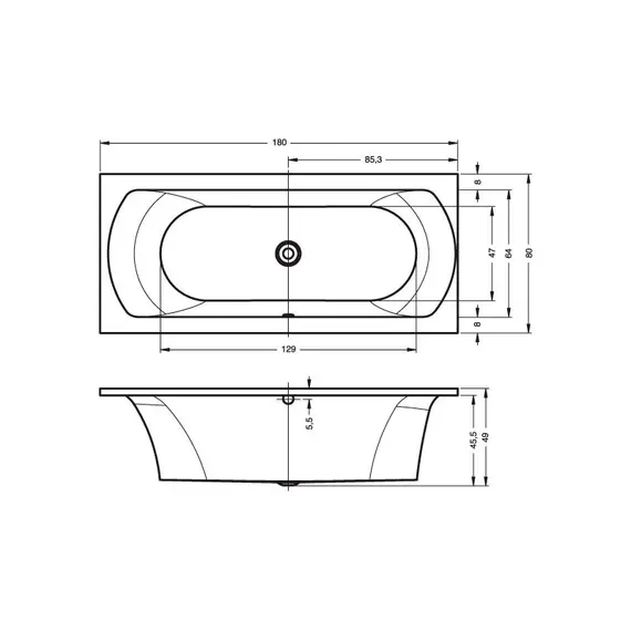 ВАННА АКРИЛОВАЯ RIHO LIMA 180X80
