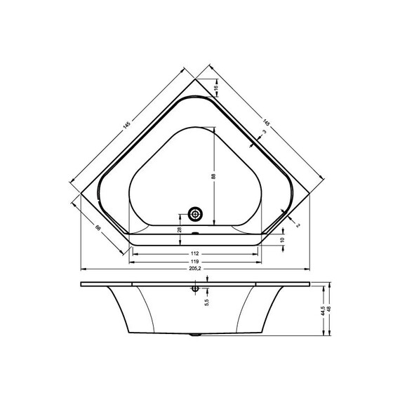 ВАННА АКРИЛОВАЯ RIHO AUSTIN 145X145