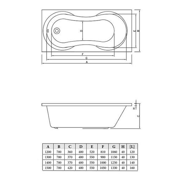 ВАННА АКРИЛОВАЯ C-BATH SALUS 150X70