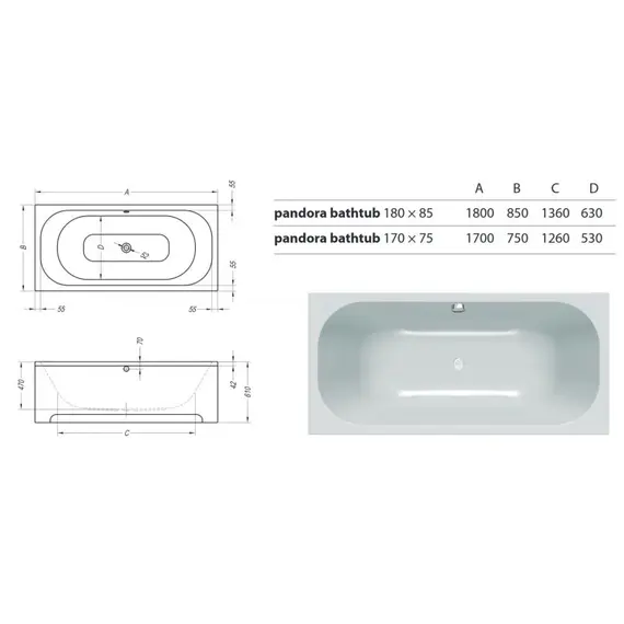 ВАННА АКРИЛОВАЯ KOLPA SAN PANDORA 170*75