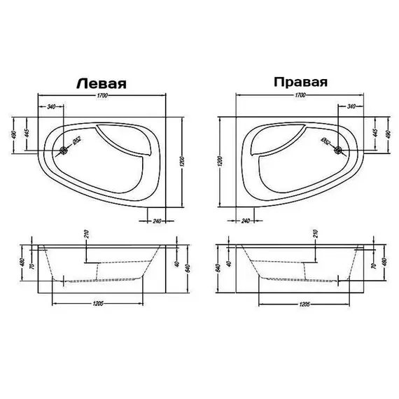 ВАННА АКРИЛОВАЯ KOLPA SAN CHAD-S 170X120 L/R