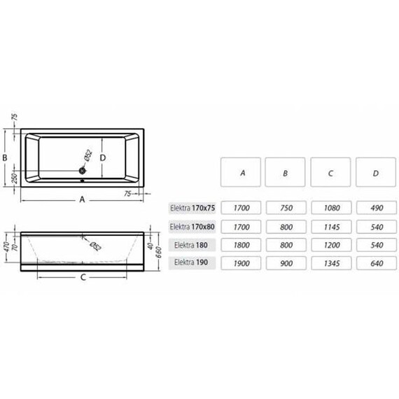ВАННА АКРИЛОВАЯ KOLPA SAN ELEKTRA 170*75