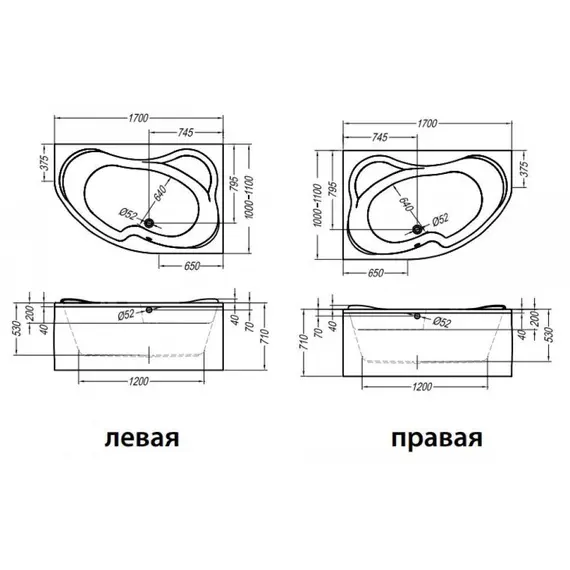 ВАННА АКРИЛОВАЯ KOLPA SAN LULU 170*100 L/R