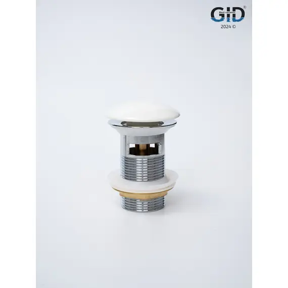 БЕЛЫЙ КЕРАМИЧЕСКИЙ ДОННЫЙ КЛАПАН GID WH100-1 С ПЕРЕЛИВОМ