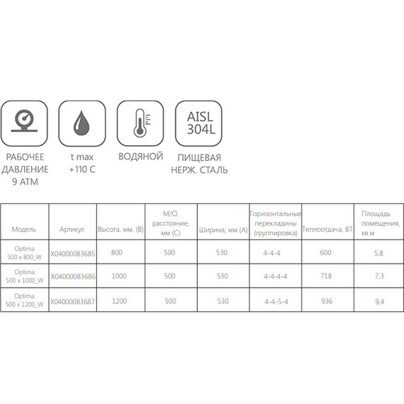 ВОДЯНОЙ ПОЛОТЕНЦЕСУШИТЕЛЬ RAVAK OPTIMA 500X1000