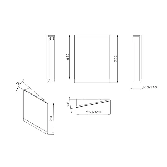 ЗЕРКАЛО RAVAK 10° 550 L СЕРЫЙ