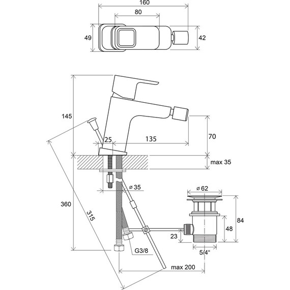 СМЕСИТЕЛЬ ДЛЯ БИДЕ RAVAK TD 055.00