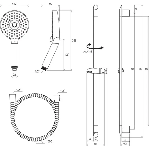 ДУШЕВОЙ ГАРНИТУР  - ШЛАНГ 150 СМ, С ПЛОСКОЙ ЛЕЙКОЙ (3 ФУНКЦИИ), ДЕРЖАТЕЛЬ (70СМ) RAVAK 902.00