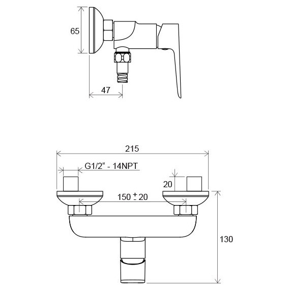 СМЕСИТЕЛЬ ДЛЯ ДУША RAVAK CL 032.00/150 150 ММ