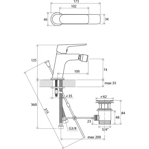 СМЕСИТЕЛЬ ДЛЯ БИДЕ RAVAK CL 055.00