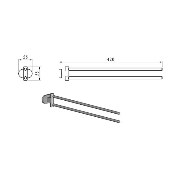 ПОЛОТЕНЦЕДЕРЖАТЕЛЬ (ПОВОРОТНЫЙ), 42 СМ RAVAK CR 340.00