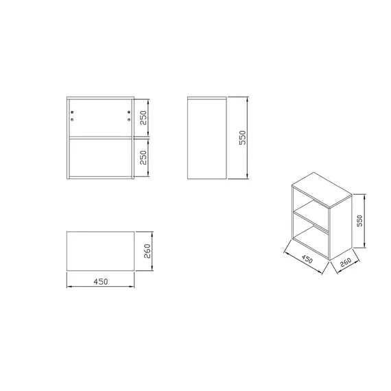 ШКАФ БОКОВОЙ RAVAK SB NATURAL 450 ОТКРЫТЫЙ БЕЛЫЙ