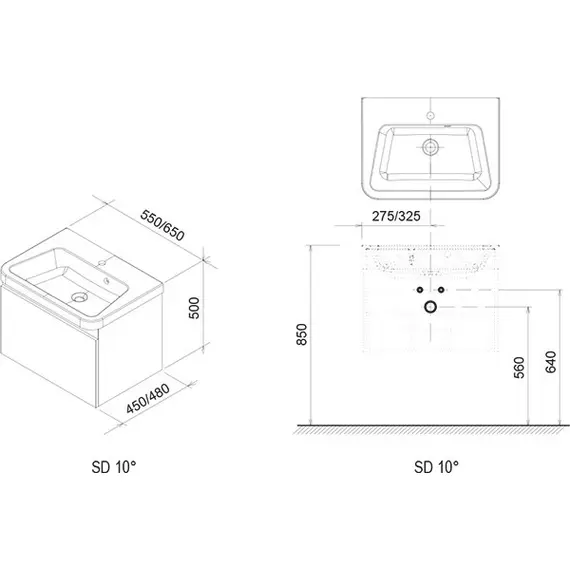 ТУМБА ПОД УМЫВАЛЬНИК RAVAK SD 10° II 650 БЕЛАЯ