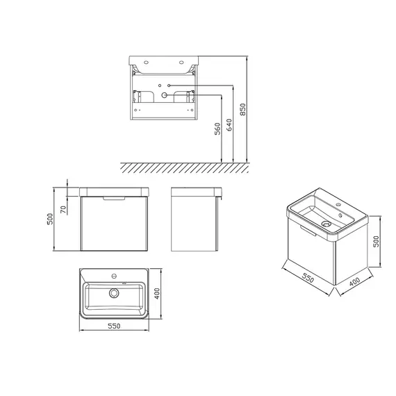 ТУМБА ПОД УМЫВАЛЬНИК RAVAK SD BEHAPPY II 530 БЕЛАЯ