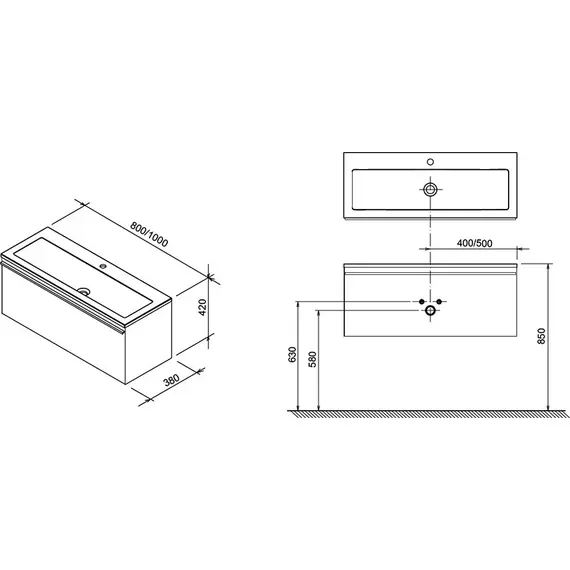 ТУМБА ПОД УМЫВАЛЬНИК RAVAK SD 1000 CLEAR ОРЕХ/БЕЛЫЙ