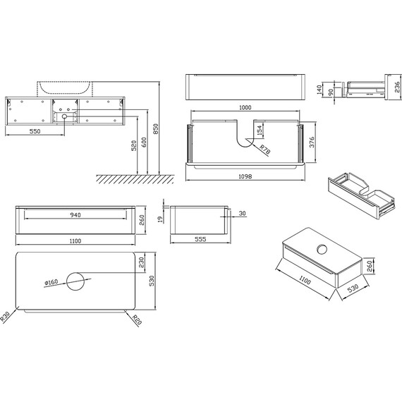 ТУМБА ПОД УМЫВАЛЬНИК RAVAK SUD 260.01 1100 ДУБ