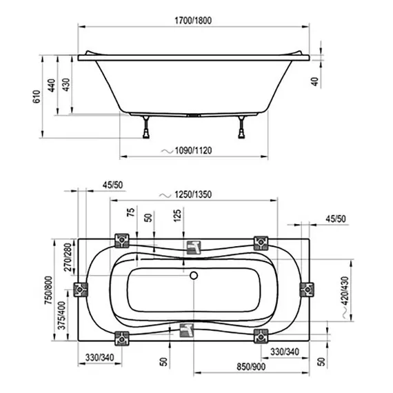 ВАННА АКРИЛОВАЯ RAVAK CAMPANULA II 180X80