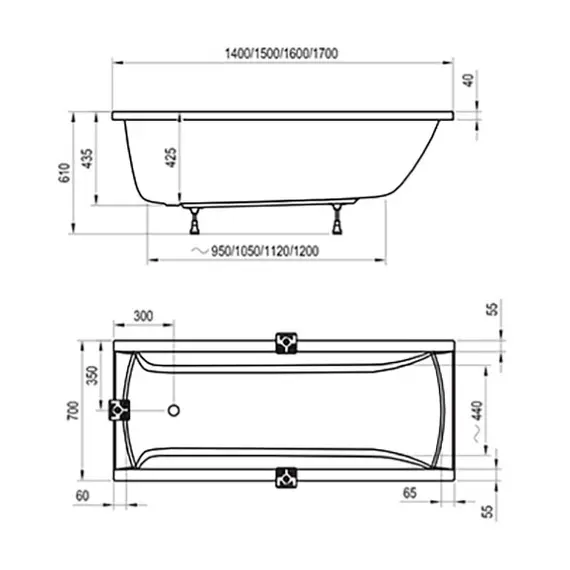 ВАННА АКРИЛОВАЯ RAVAK CLASSIC 160X70