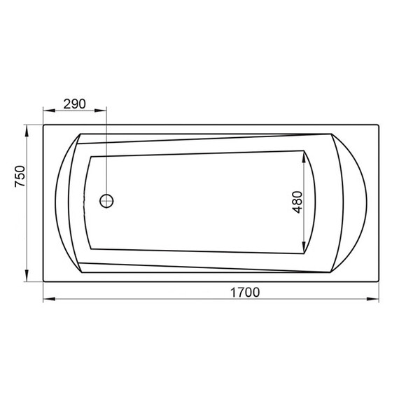 ВАННА АКРИЛОВАЯ RAVAK DOMINO 170X75