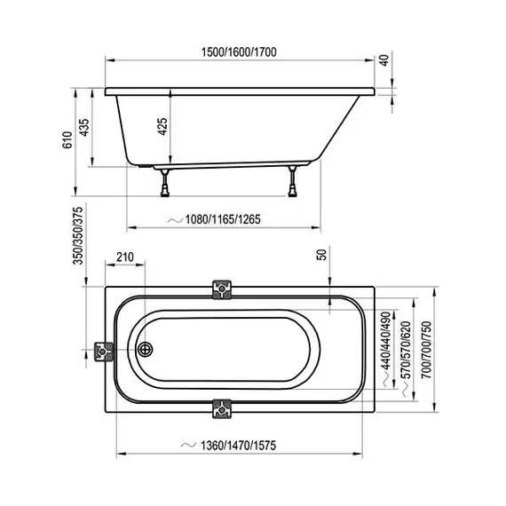ВАННА АКРИЛОВАЯ RAVAK CHROME 160X70