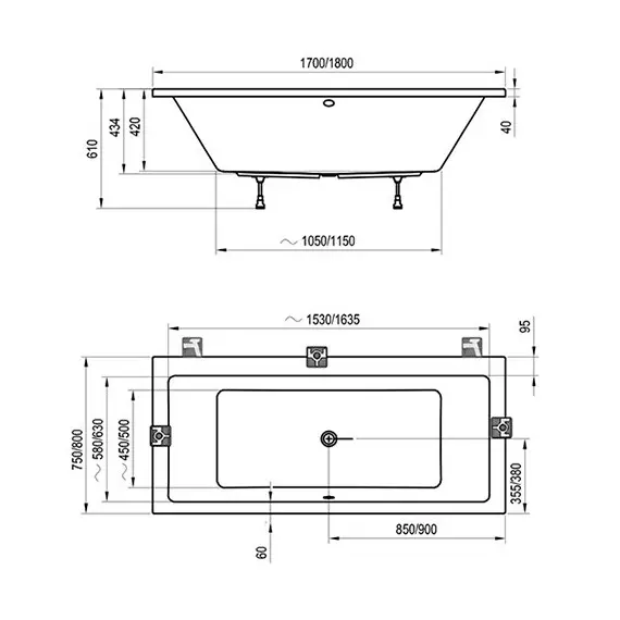 ВАННА АКРИЛОВАЯ RAVAK FORMY 01 170X75