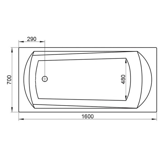 ВАННА АКРИЛОВАЯ RAVAK DOMINO 160X70